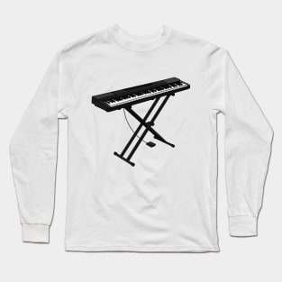 Keyboard piano cartoon illustration Long Sleeve T-Shirt